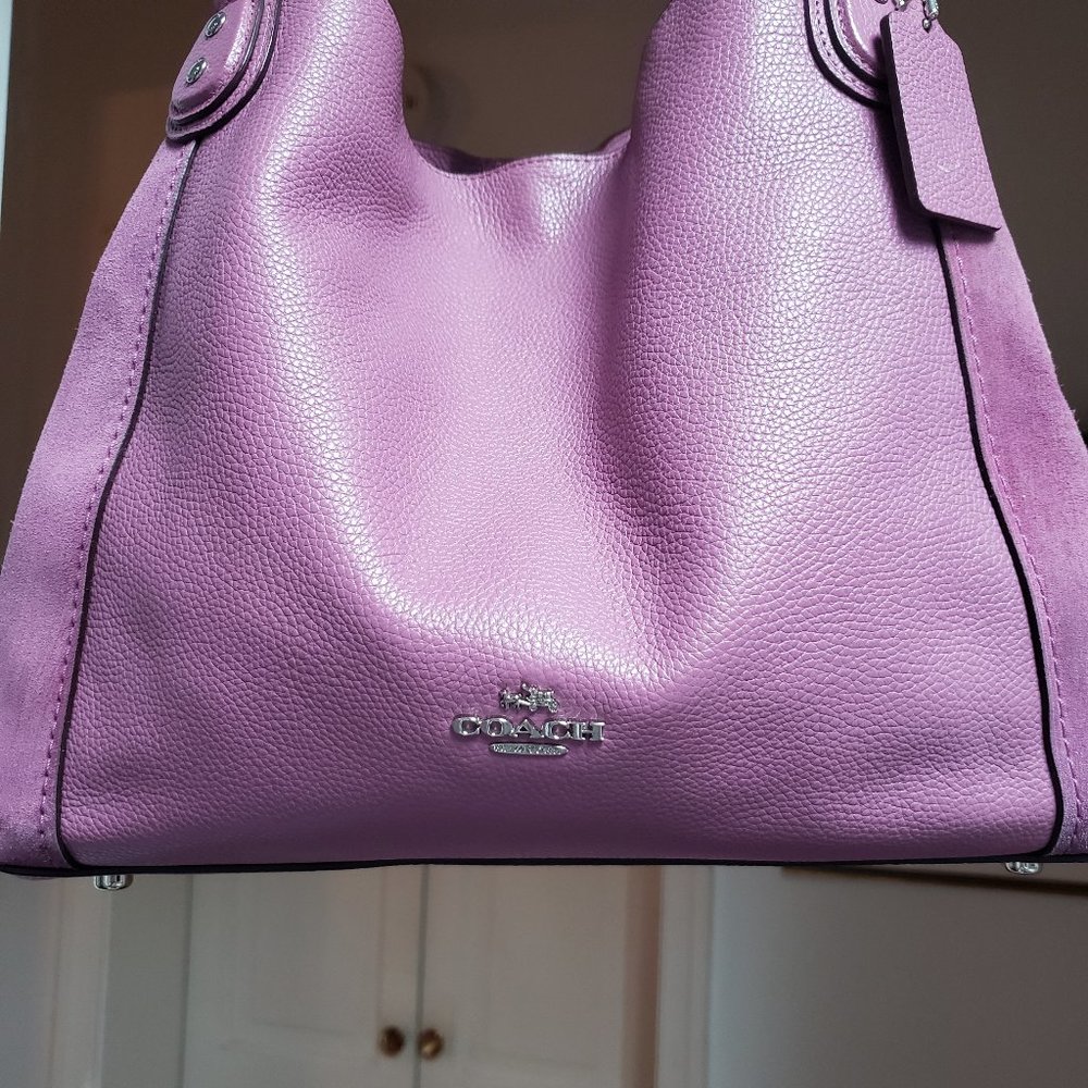 COACH VIOLET ORCHID SUEDE/LEATHER SHOULDER BAG